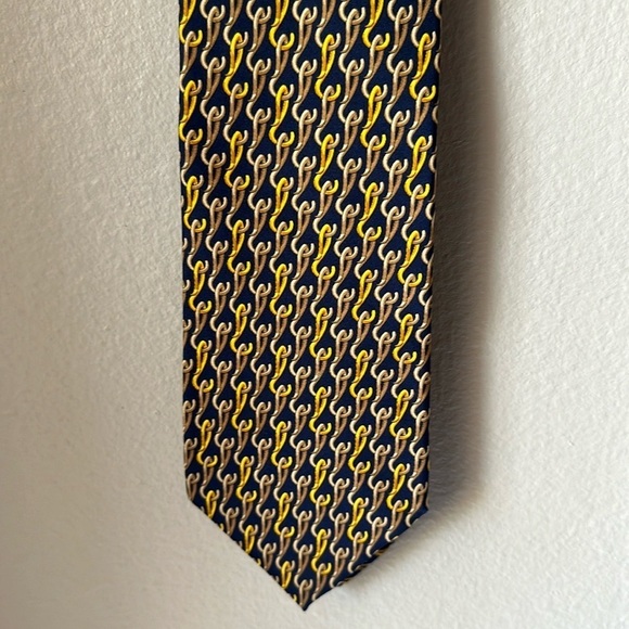 GUCCI Gold Hook Silk Neck Tie - Picture 1 of 8